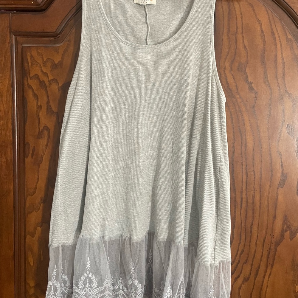 Umgee gray cotton and lace slip 1X
